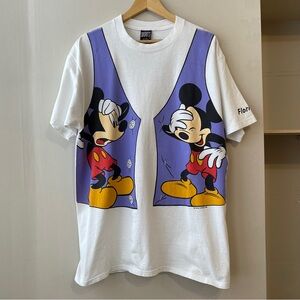 Vintage 90s Disney Mickey Mouse AOP Florida Cartoon T Shirt Size XL